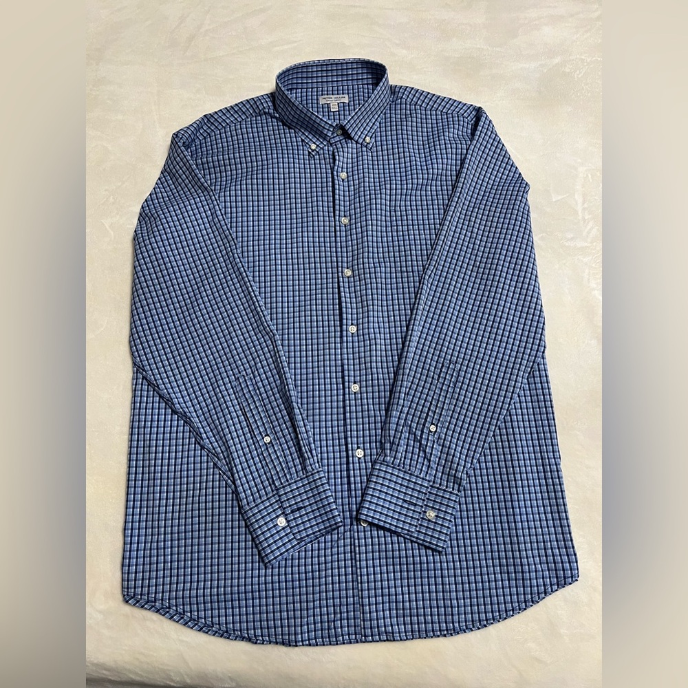 Peter Millar Navy Plaid Shirt